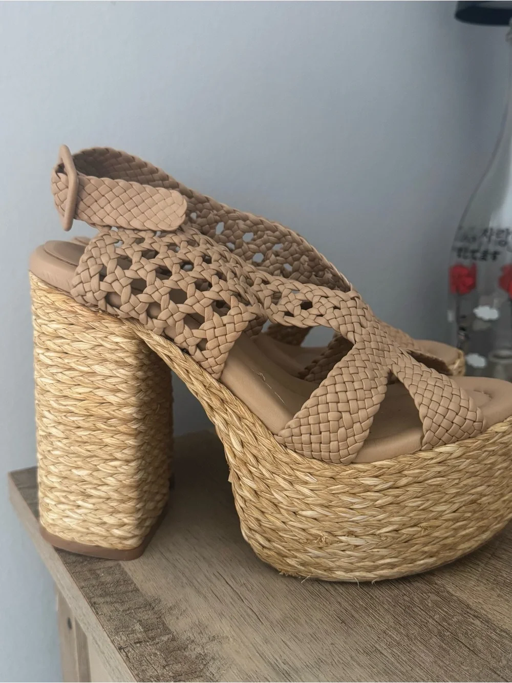 Paloma Barceló Beige Woven Platform Sandals